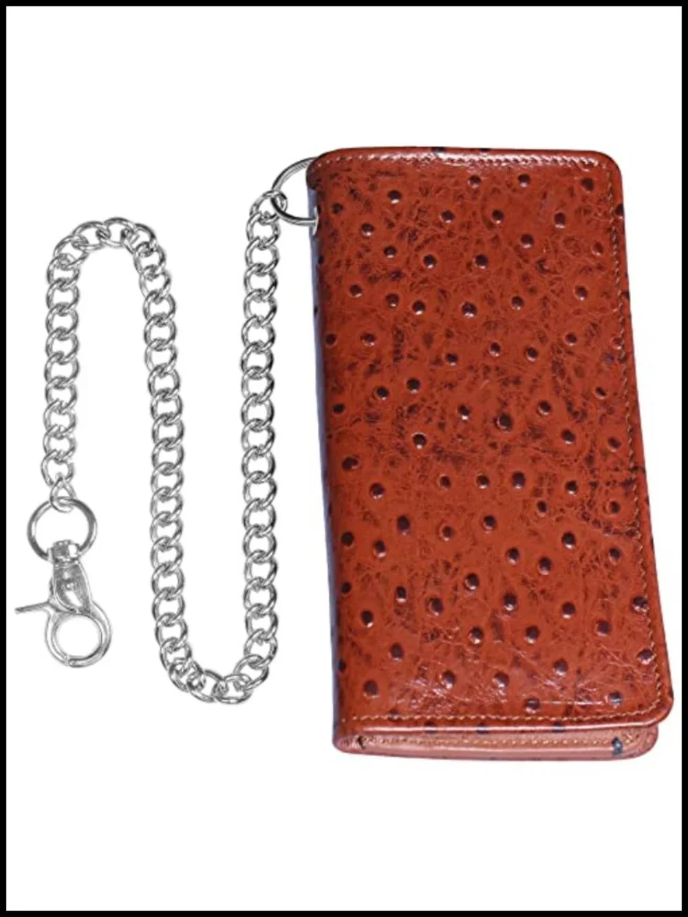 Premium Cowhide Leather Motorcycle Chain Wallet RFID Blocking Bi-Fold Biker